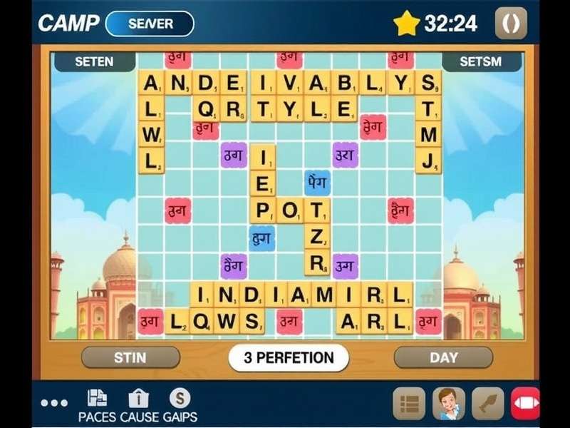 Scrabble Champ game screenshot showing Indian-themed board